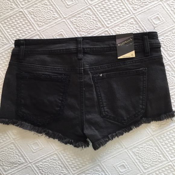 LOVEsick Destroyed Jean Shorts Black Size 5 - Picture 2 of 8